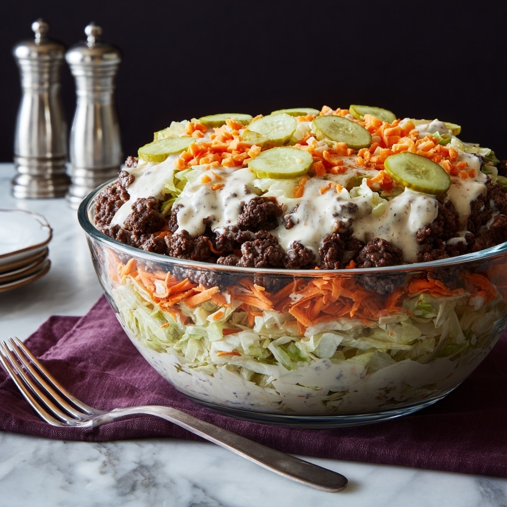 Keto Big Mac Salad | Low Carb Hamburger Salad Recipe - Recipe Image