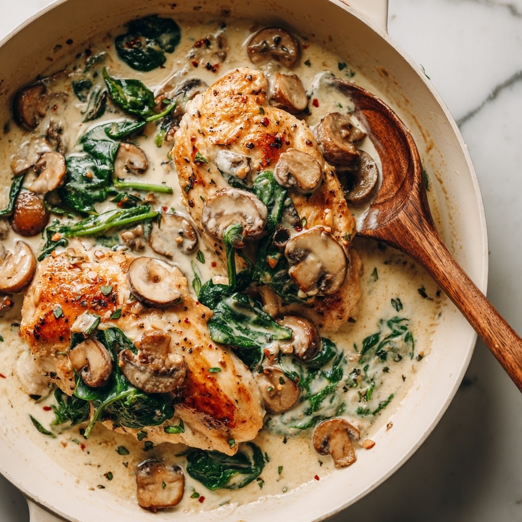 Creamy Parmesan Garlic Mushroom Chicken Recipe - Recipe Image