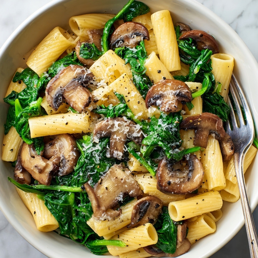 Creamy Parmesan Spinach Mushroom Pasta Recipe