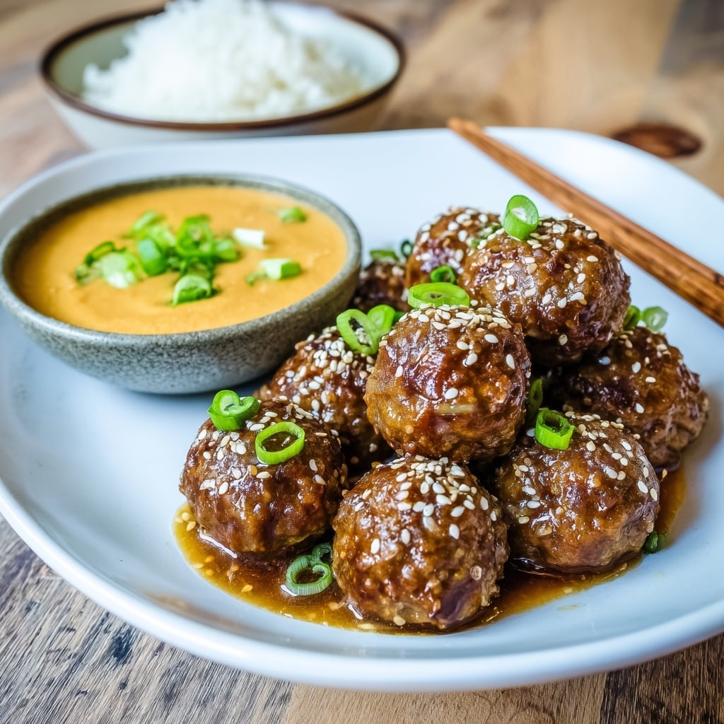 Korean BBQ Meatballs with Spicy Mayo Dip Recipe