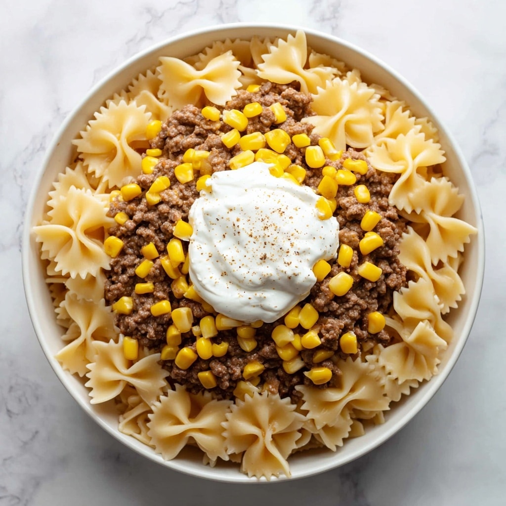 Creamy Ranch Beef Bowtie Skillet with Sweet Corn Recipe