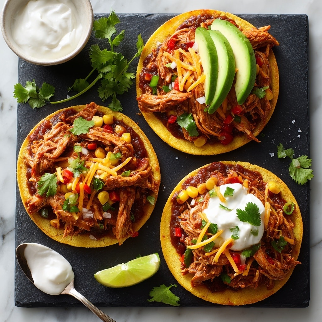 Chicken Veggie Tostadas with Guacamole Recipe