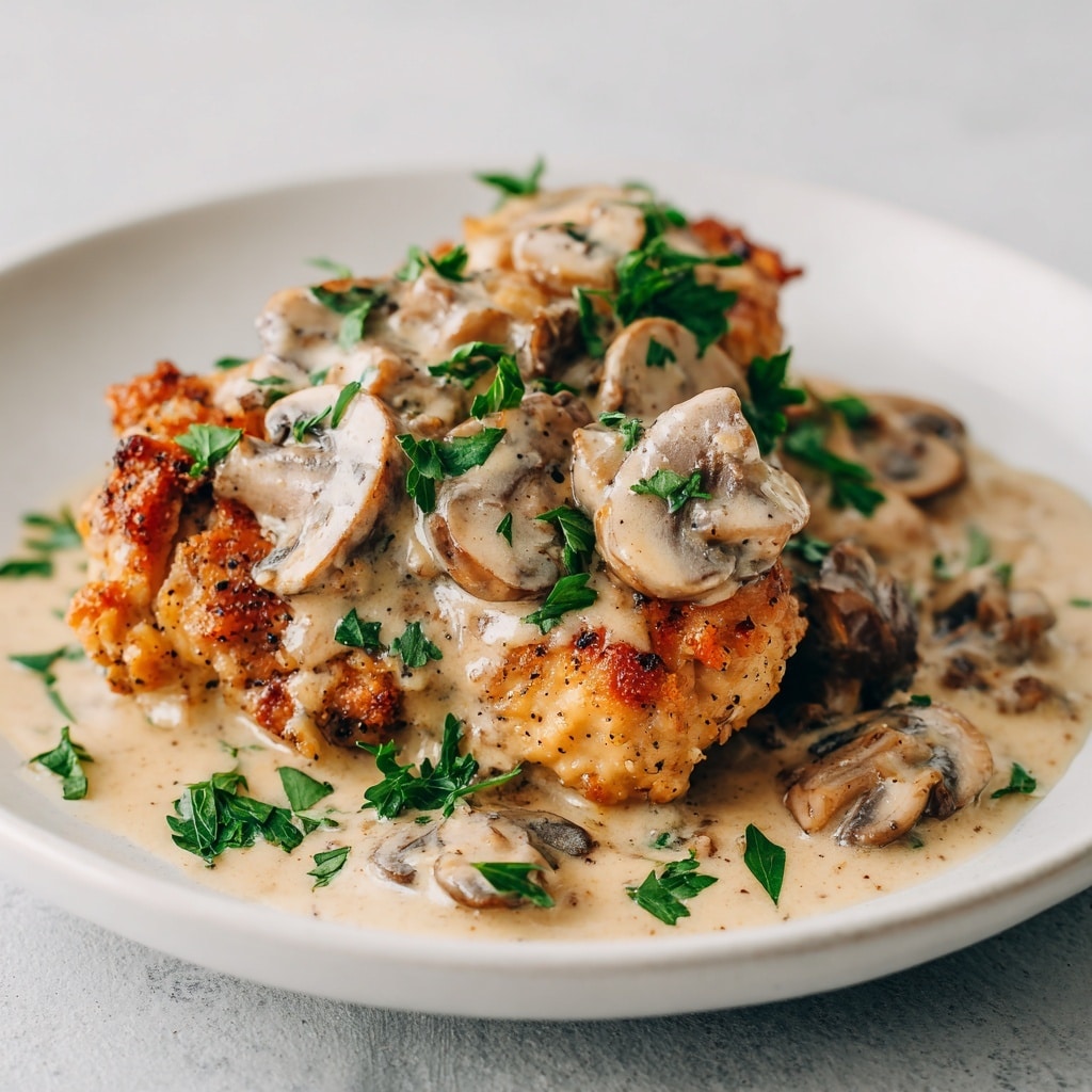 Cheesy Garlic Butter Mushroom Stuffed Chicken Recipe