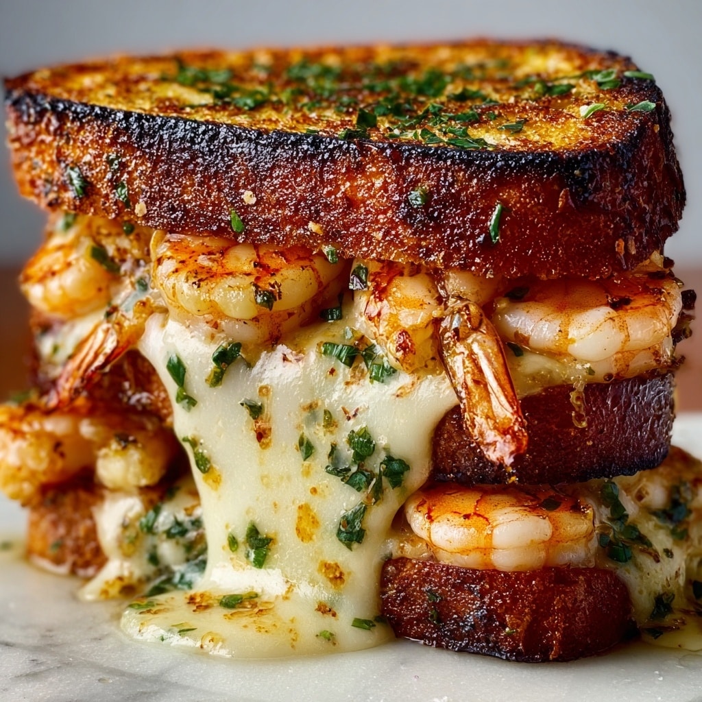 Shrimp Grilled Cheese with Garlic Bread Recipe