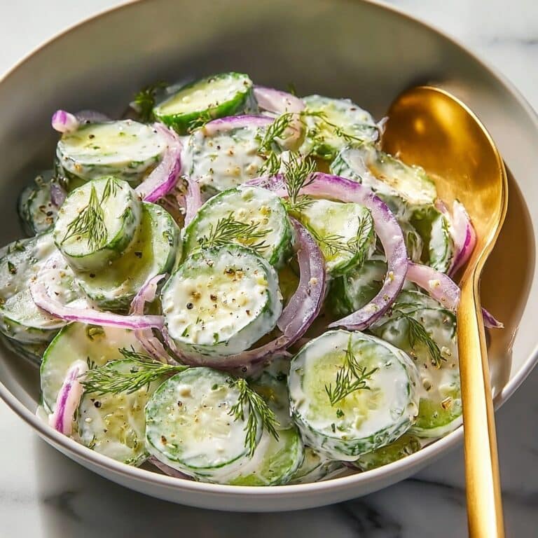 Creamy Cucumber Salad with Dill and Red Onion Recipe