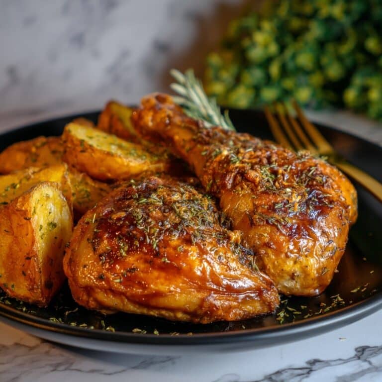 Roasted Chicken with Potatoes and Garlic Sauce Recipe