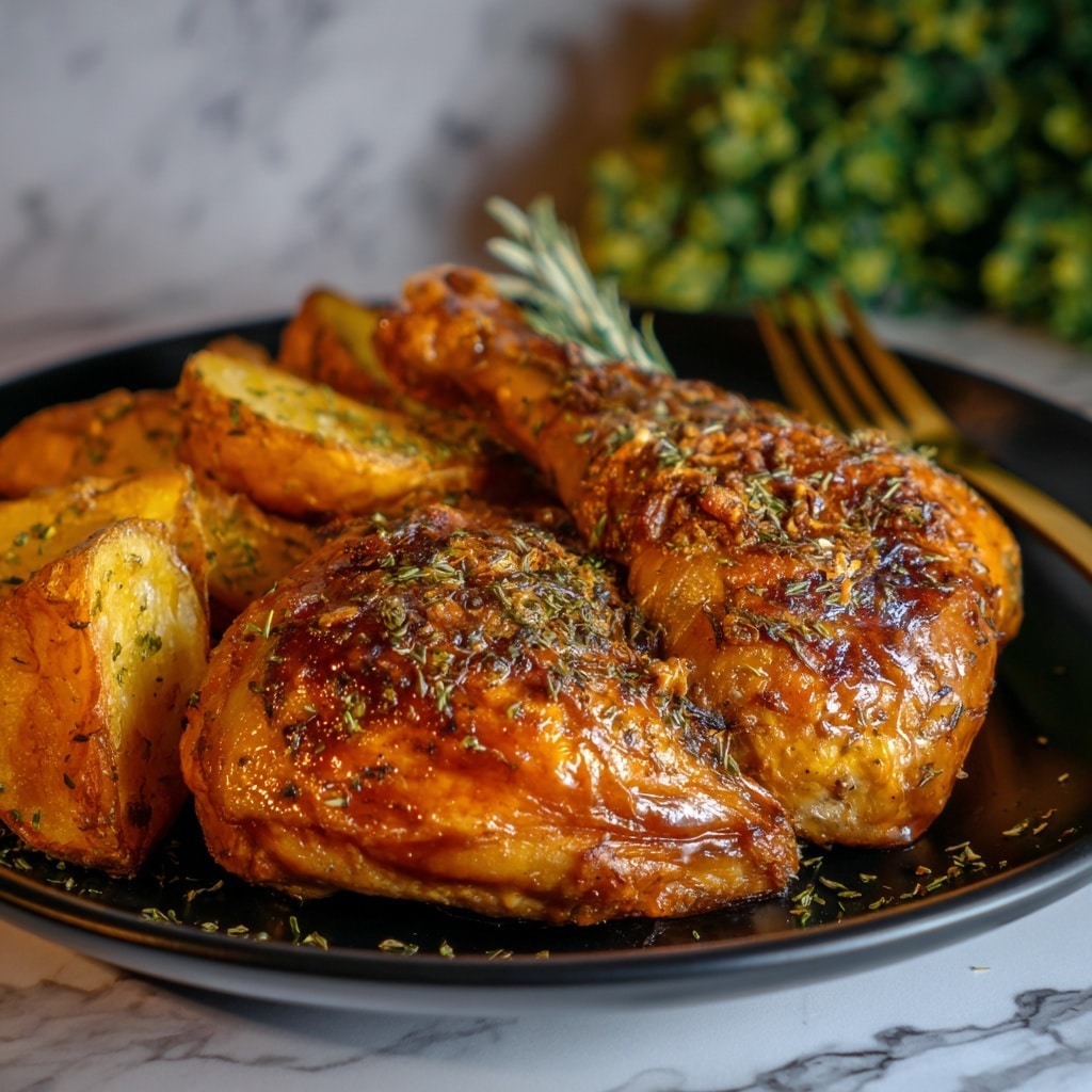 Roasted Chicken with Potatoes and Garlic Sauce Recipe