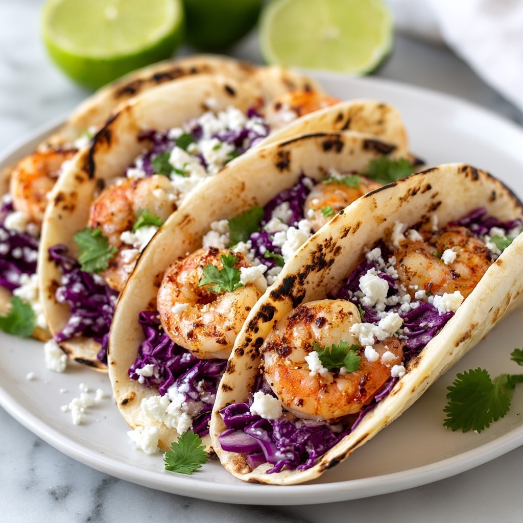 Spicy Shrimp Tacos with Cabbage, Avocado, and Lime Recipe