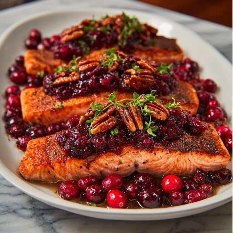 Baked Salmon with Cranberry Salsa and Pecans Recipe