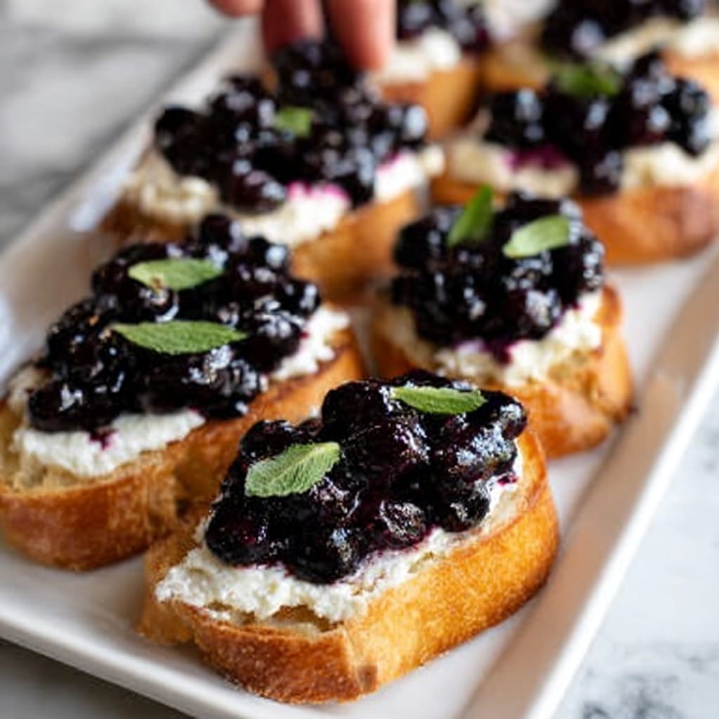 Balsamic Blueberry Goat Cheese Crostinis Recipe