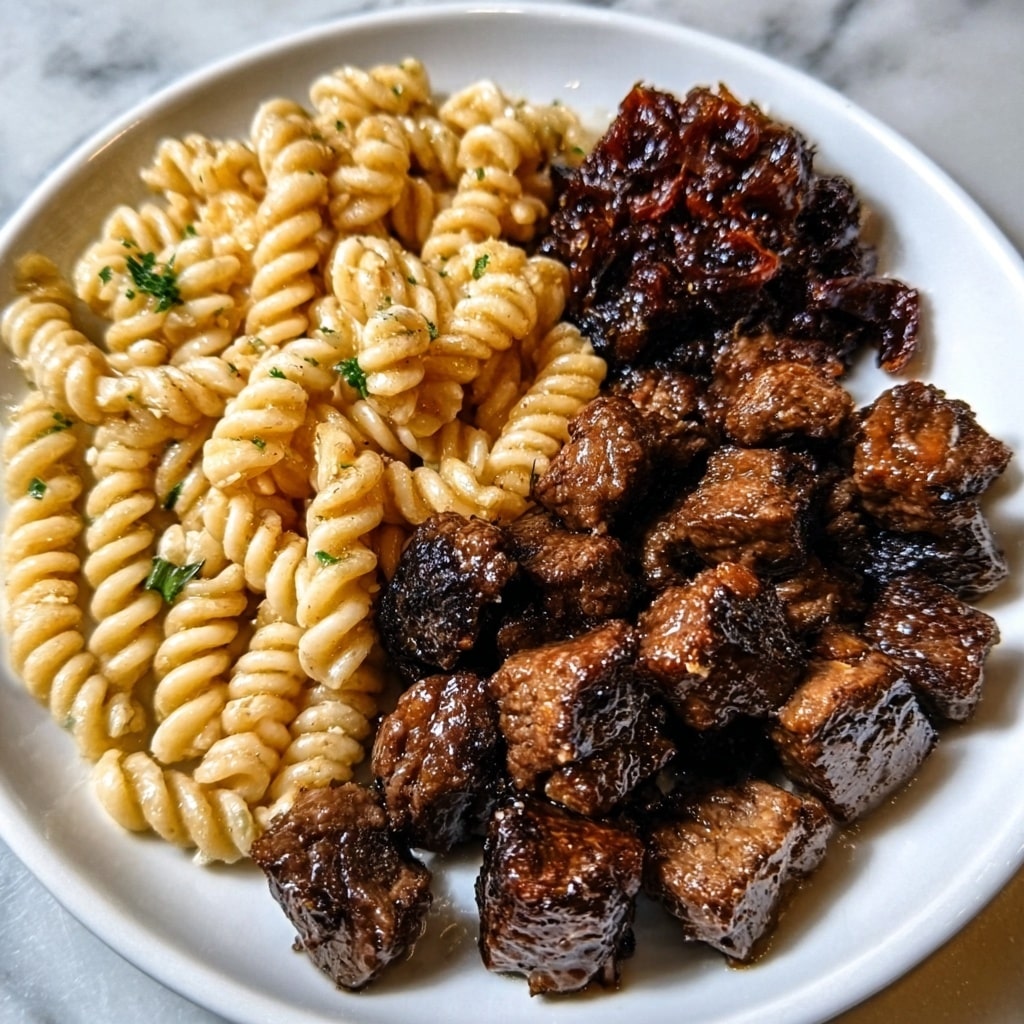 Garlic Butter Steak Bites with Smoky Chipotle Cream Cheese Pasta Recipe