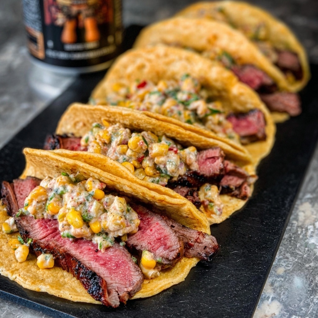 Grilled Steak Elote Tacos Recipe - Recipe Image