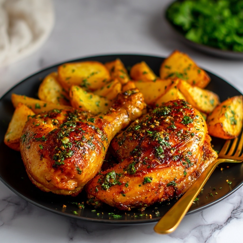 Roasted Chicken with Potatoes and Garlic Sauce Recipe - Recipe Image