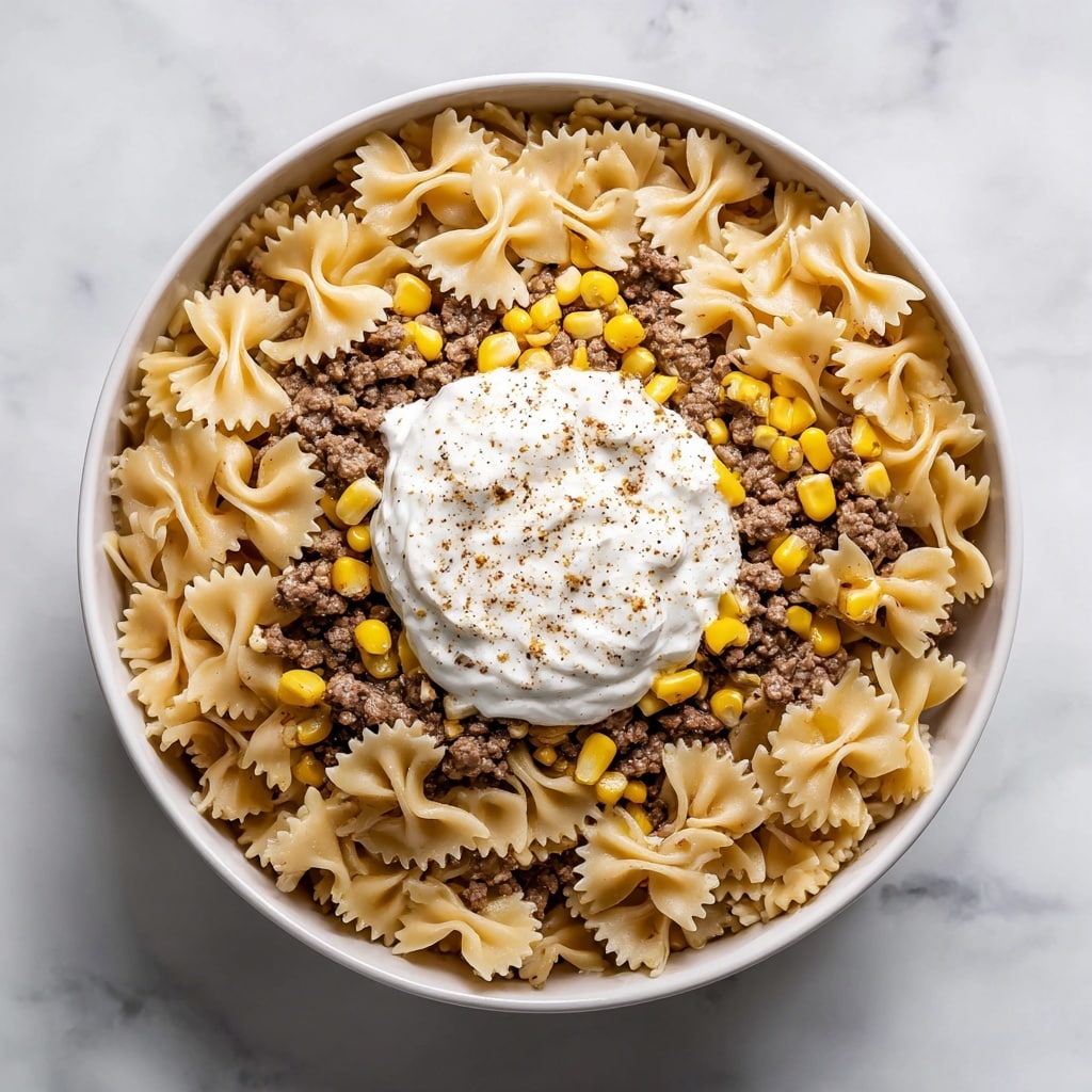 Creamy Ranch Beef Bowtie Skillet with Sweet Corn Recipe - Recipe Image