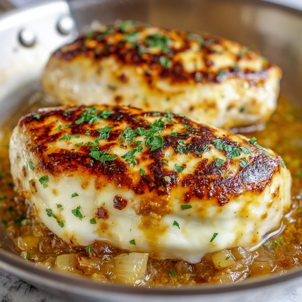 Easy One Pan French Onion Stuffed Chicken Recipe - Recipe Image