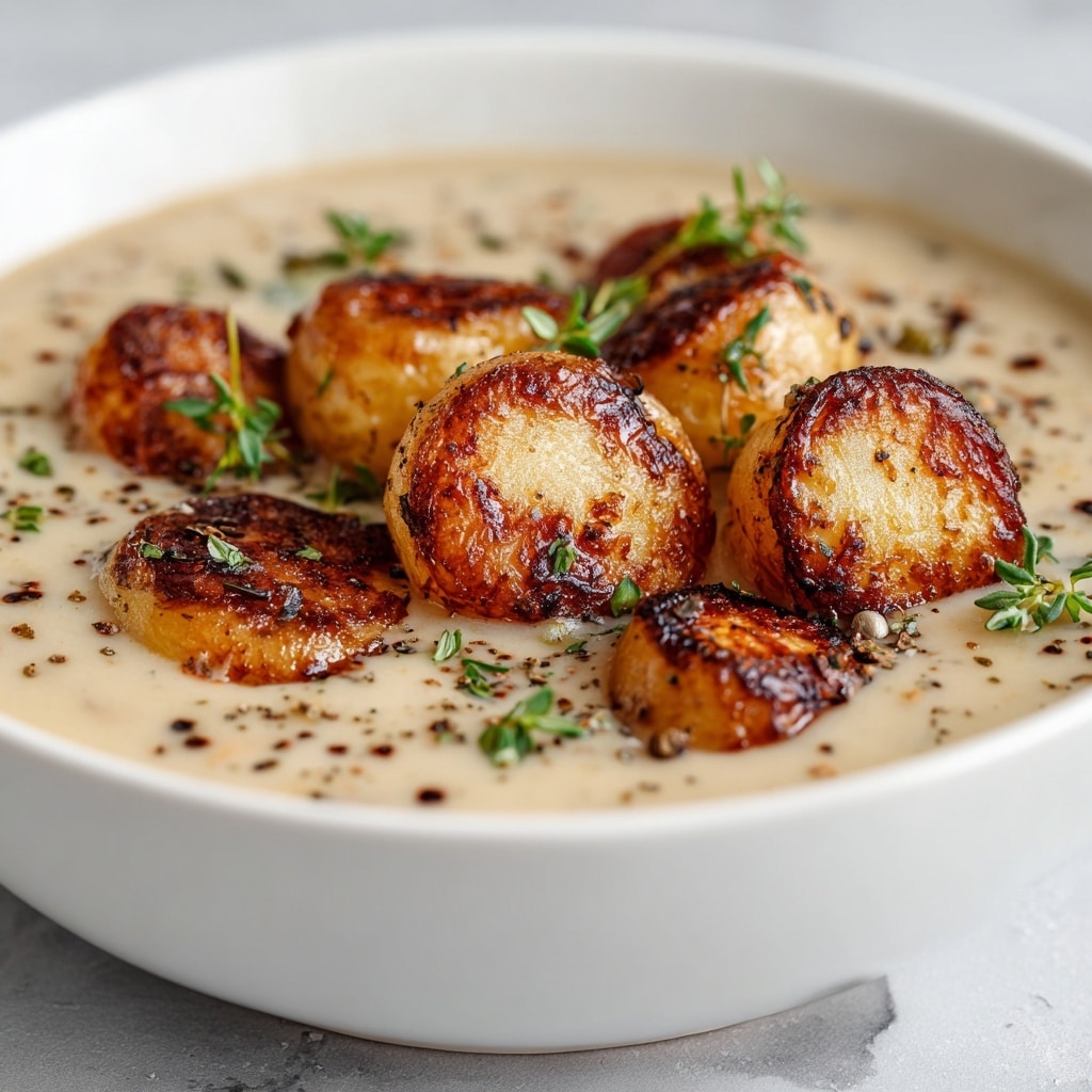 Creamy Roasted Garlic Potato Soup Recipe - Recipe Image
