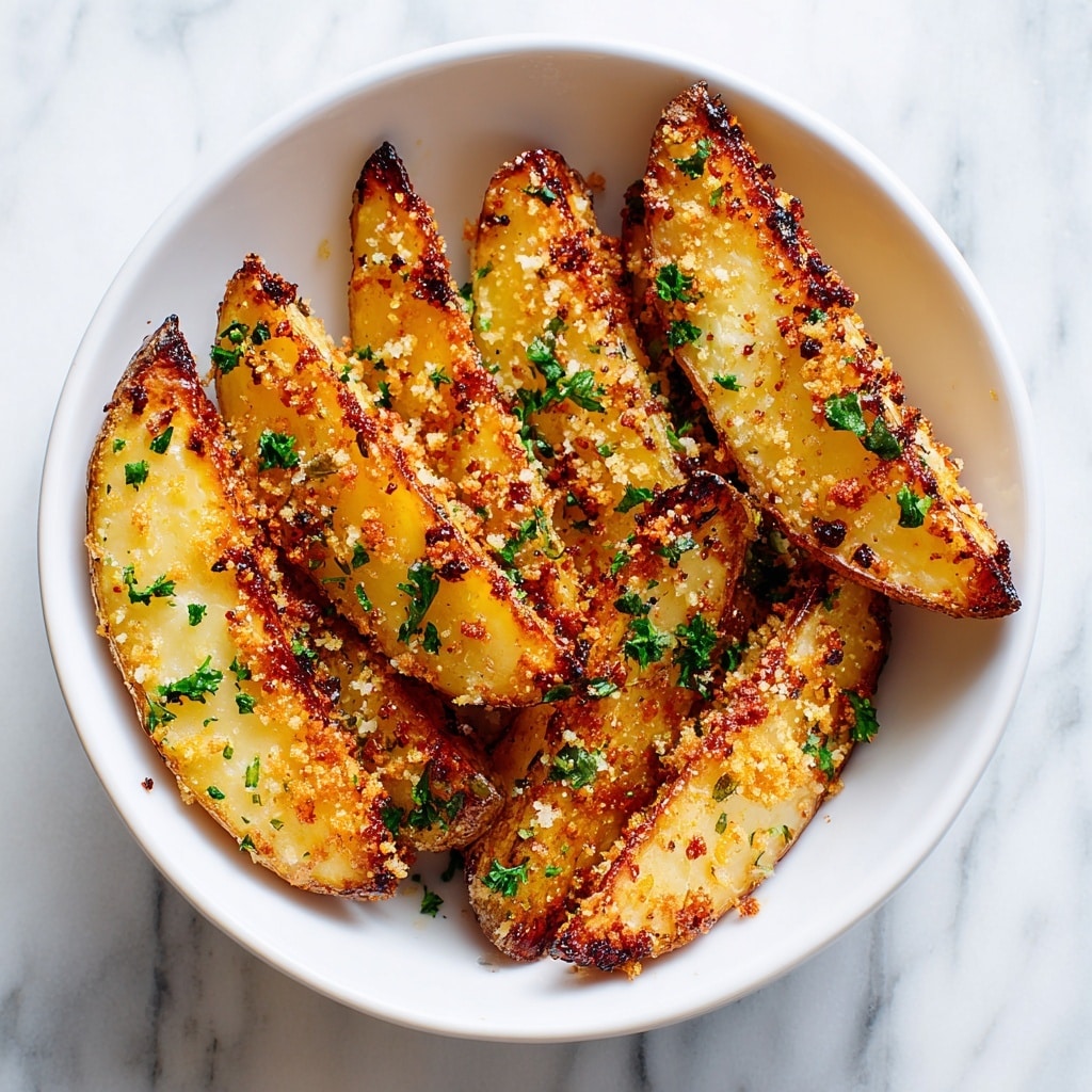 Baked Garlic Parmesan Potato Wedges Recipe - Recipe Image
