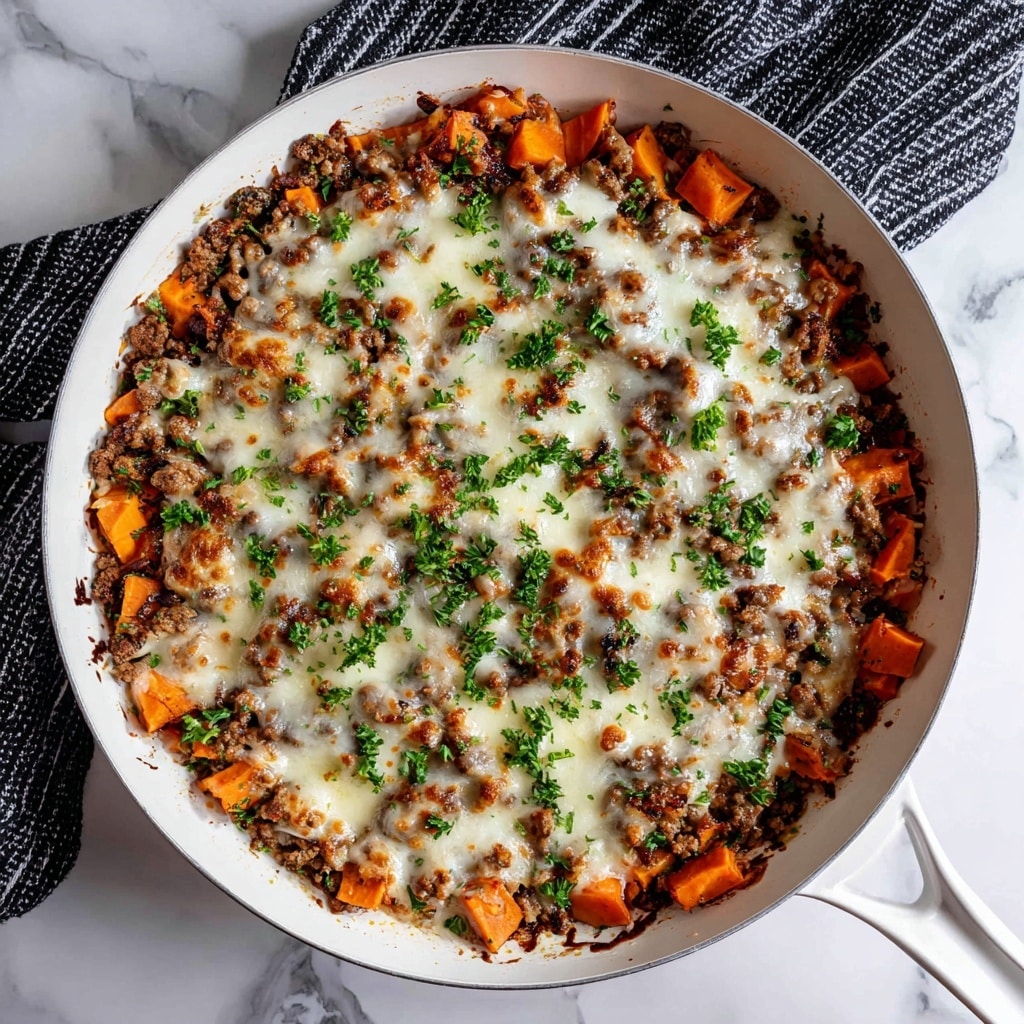 Cheesy Turkey and Sweet Potato Skillet Recipe - Recipe Image