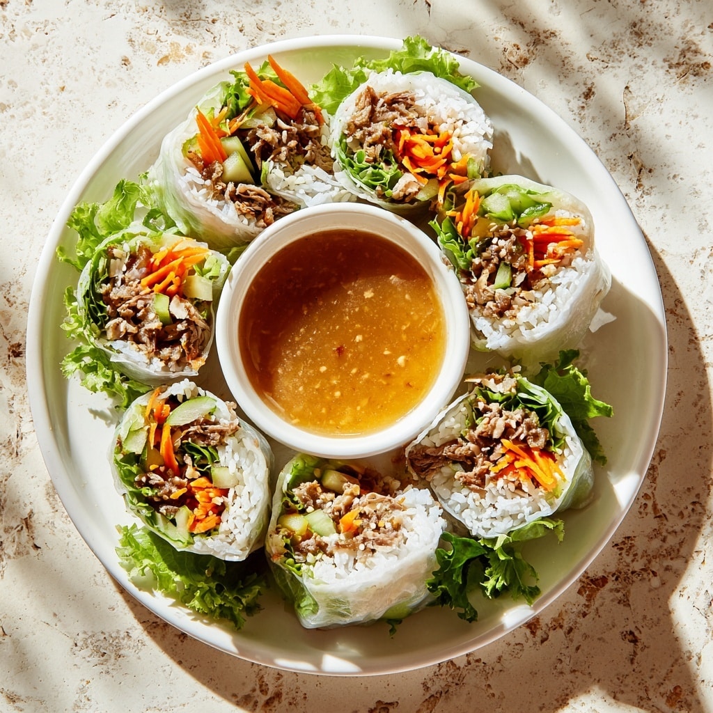 Beef Spring Rolls with Peanut Lime Sauce Recipe - Recipe Image