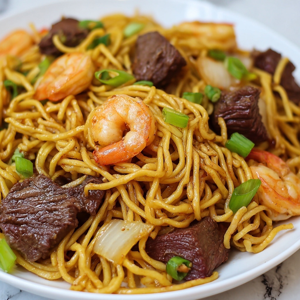 Shrimp and Steak Noodles Recipe - Recipe Image