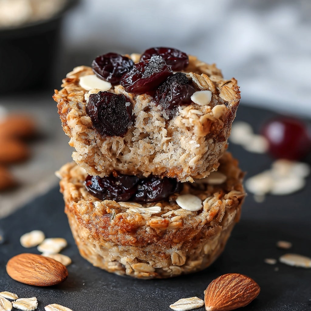 Cherry Almond Baked Oatmeal Cups Recipe - Recipe Image