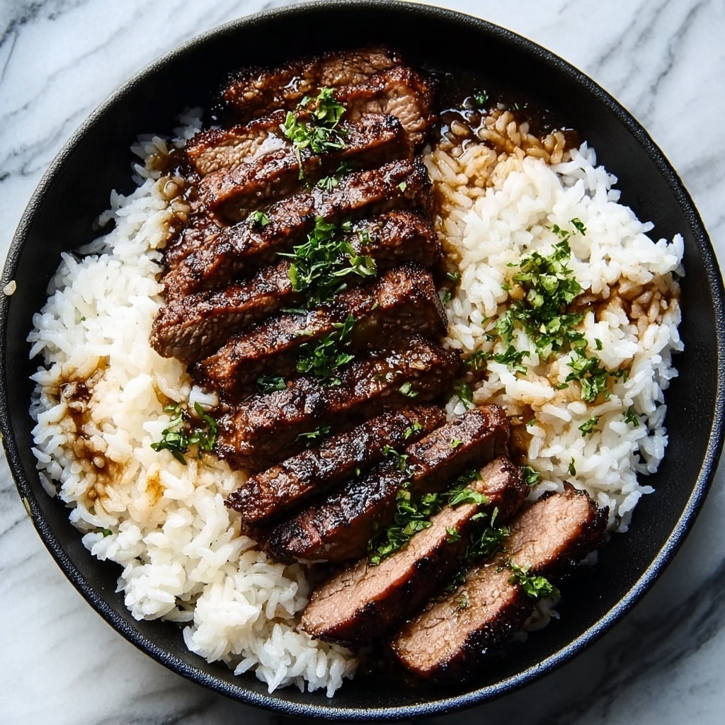 Honey Garlic Butter Steak and Rice Skillet Recipe - Recipe Image