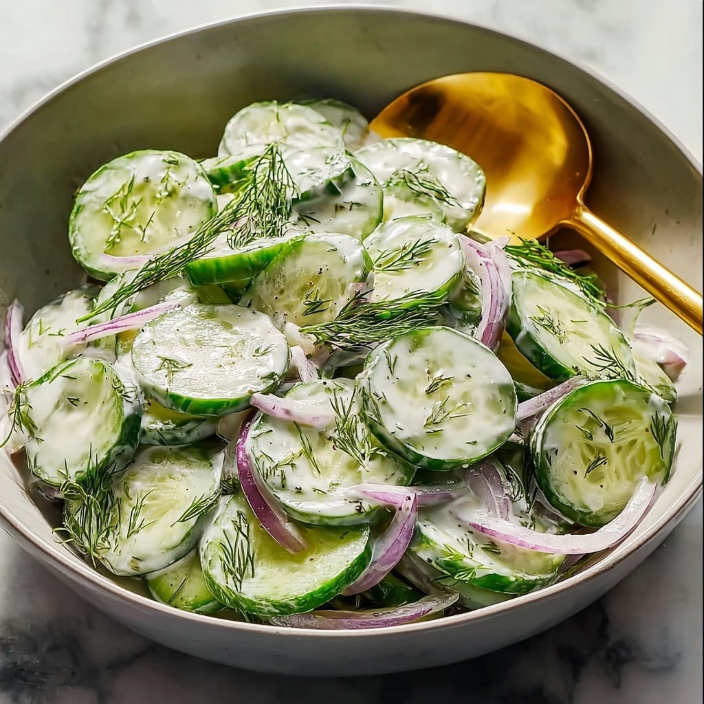 Creamy Cucumber Salad with Dill and Red Onion Recipe - Recipe Image