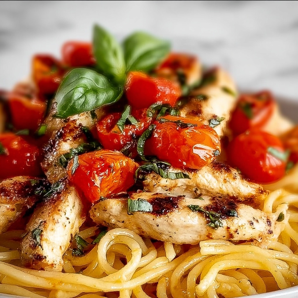 Healthy Bruschetta Chicken Pasta Recipe - Recipe Image