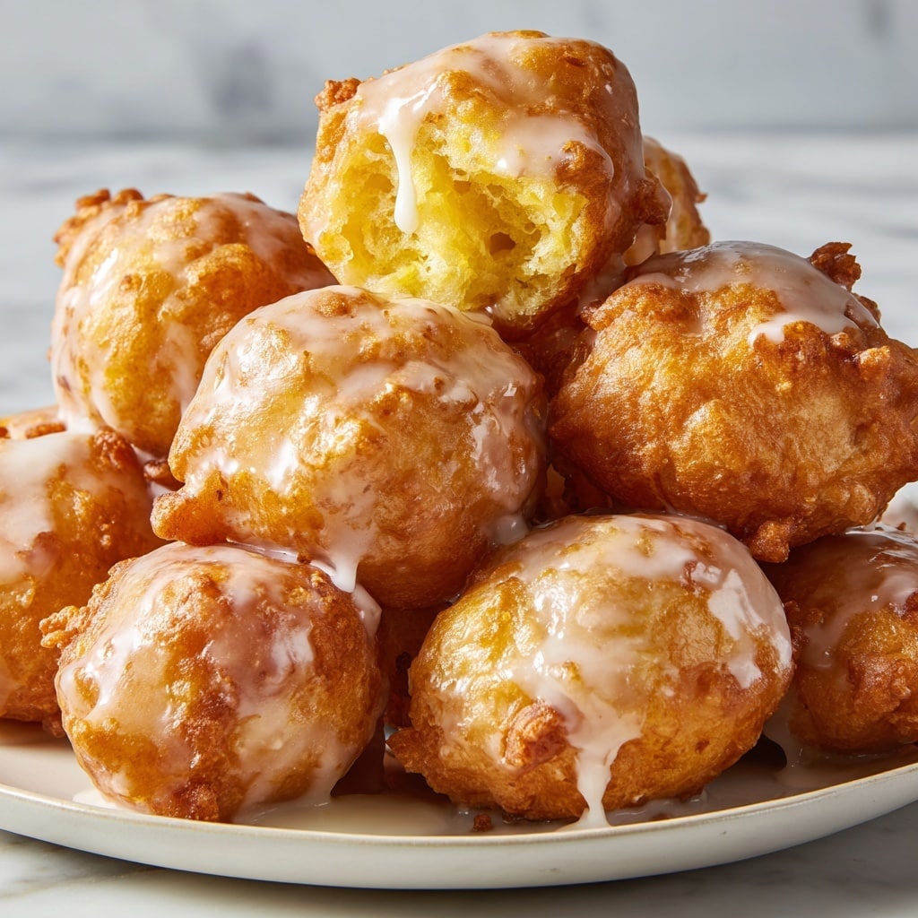 Soft Cinnamon Apple Fritters with Vanilla Glaze Recipe - Recipe Image