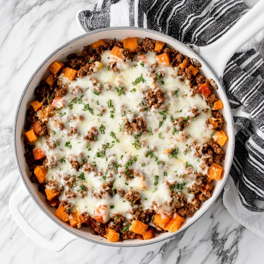 Cheesy Turkey and Sweet Potato Skillet Recipe - Recipe Image