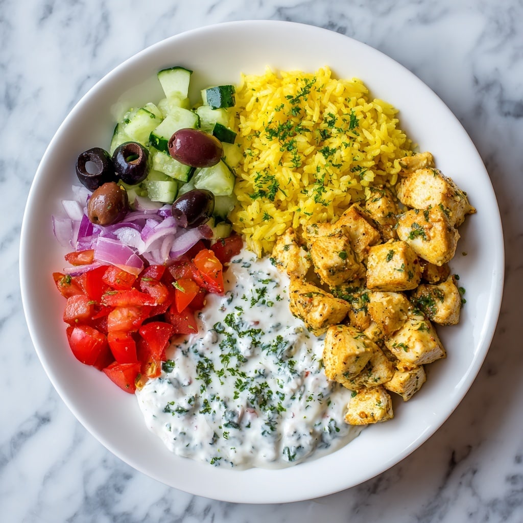 Instant Pot Chicken Souvlaki Rice with Greek Salad and Tzatziki Recipe - Recipe Image