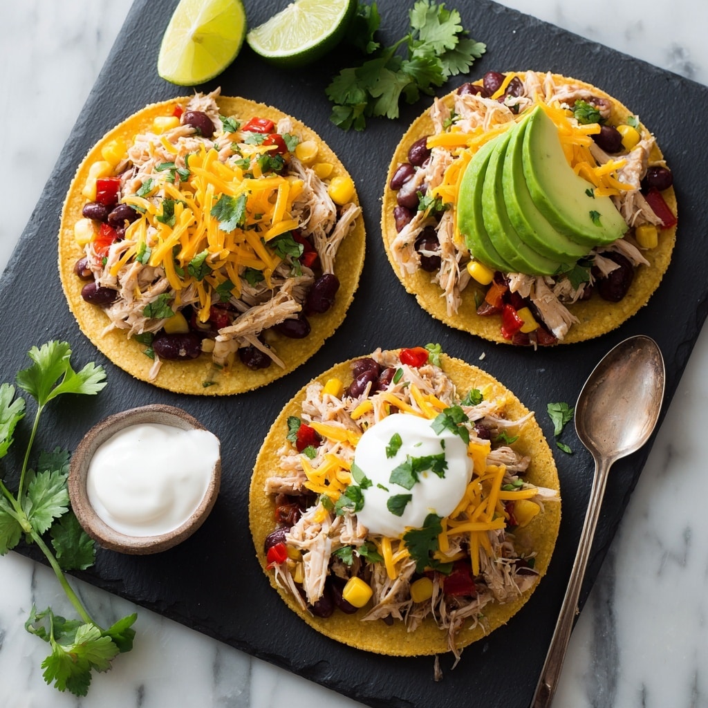 Chicken Veggie Tostadas with Guacamole Recipe - Recipe Image