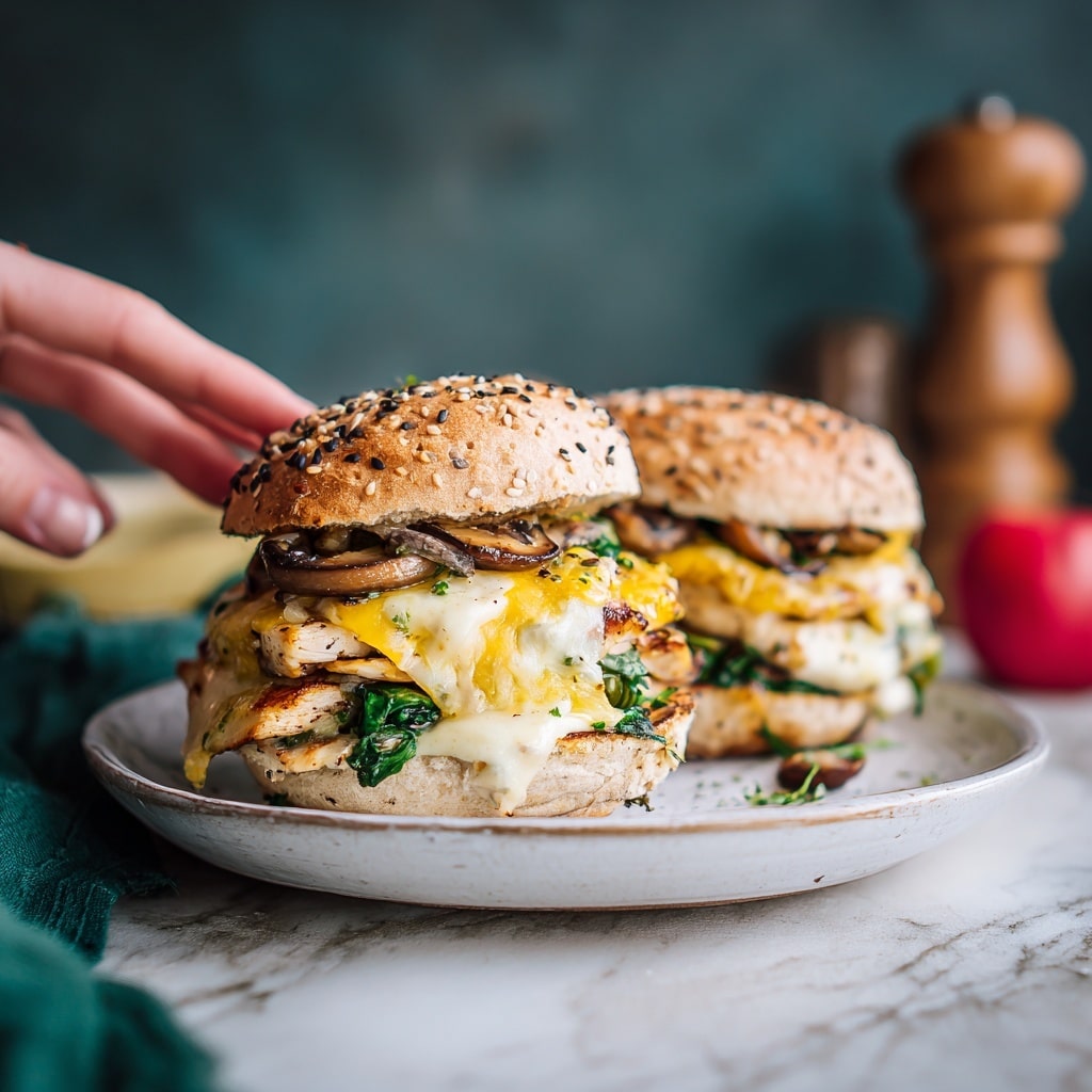 Pear Apple Cheddar Caramelized Onion Grilled Cheese Bagel Sandwich Recipe - Recipe Image