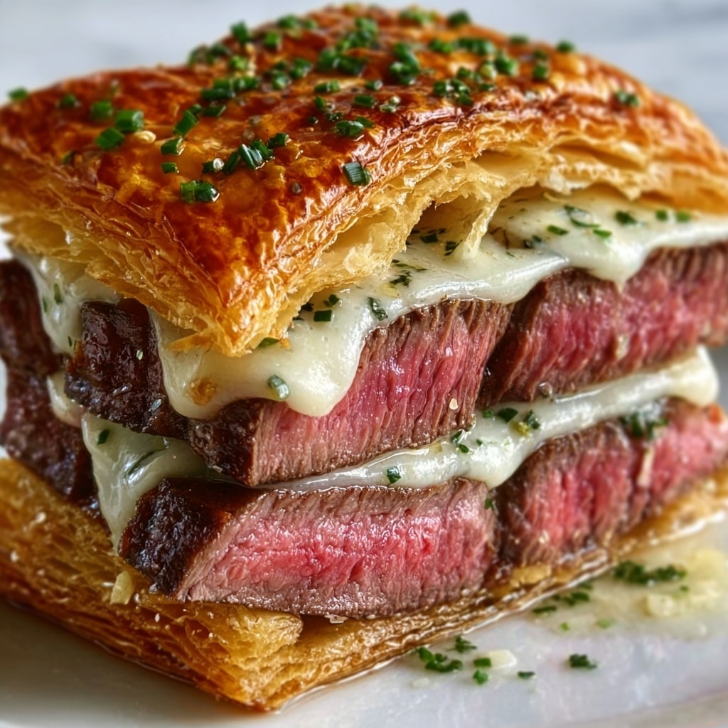 Garlic Butter Steak and Brie Croissant Melt Recipe - Recipe Image