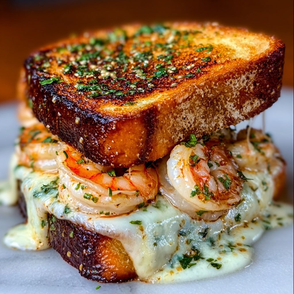 Shrimp Grilled Cheese with Garlic Bread Recipe - Recipe Image