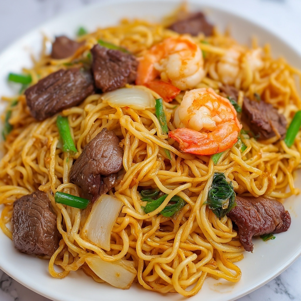 Shrimp and Steak Noodles Recipe - Recipe Image