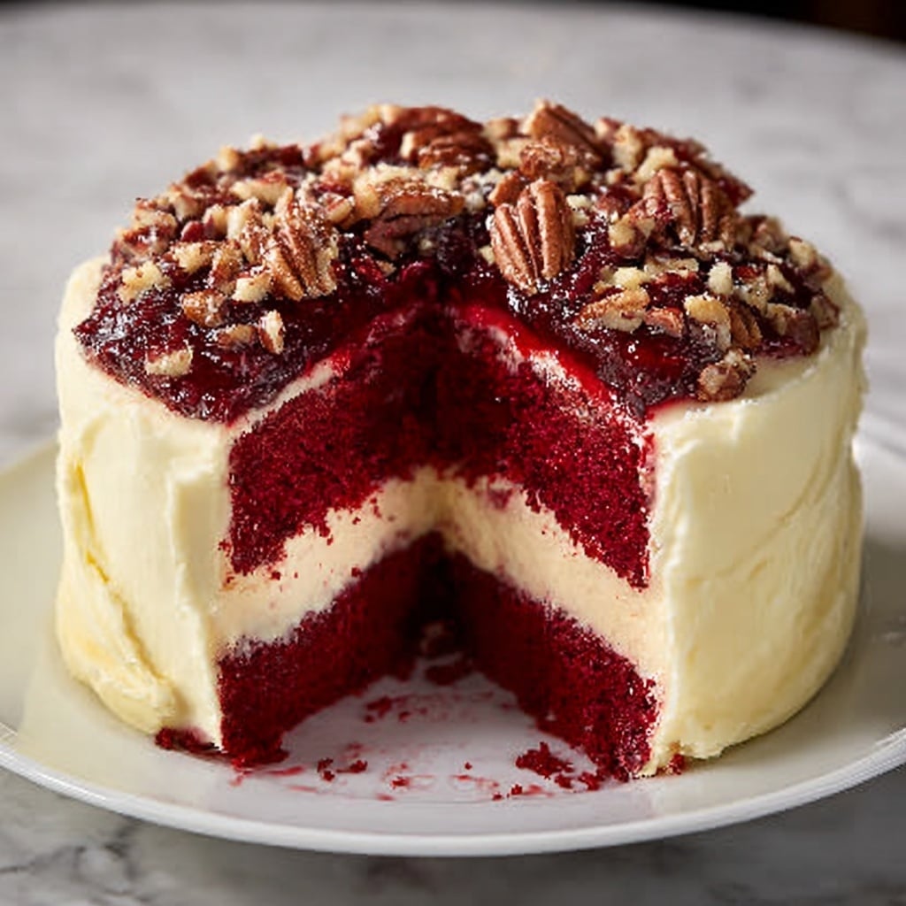 Butter Pecan Red Velvet Cheesecake Recipe - Recipe Image