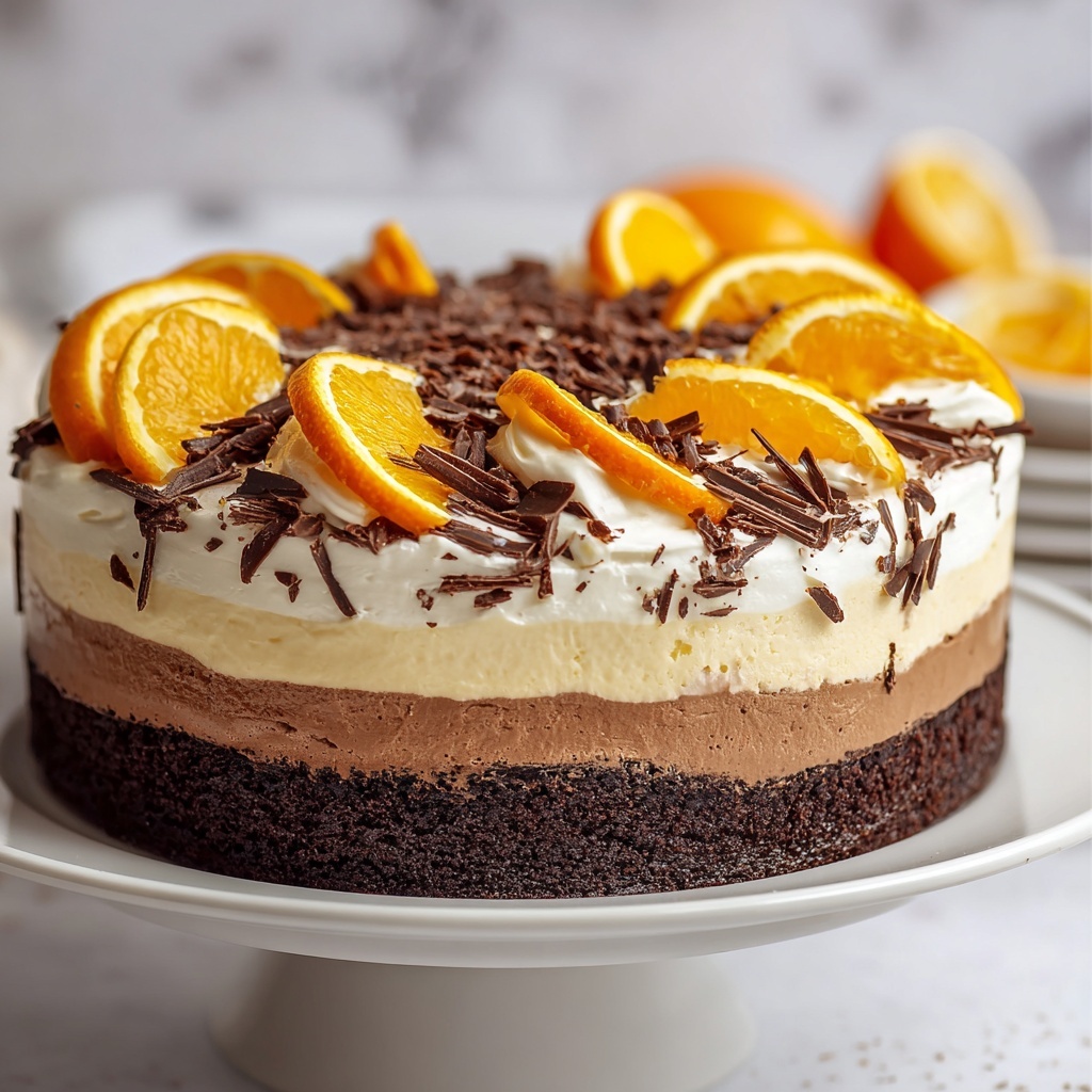Chocolate Orange Cheesecake Layer Cake Recipe - Recipe Image