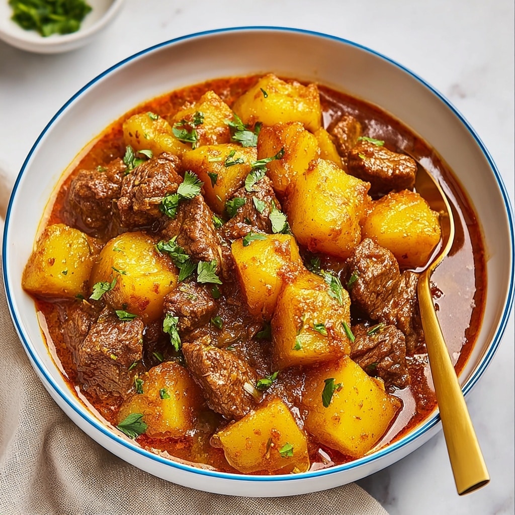 Carne con Papas: Hearty Mexican Beef Stew with Potatoes and Tomato Sauce Recipe - Recipe Image