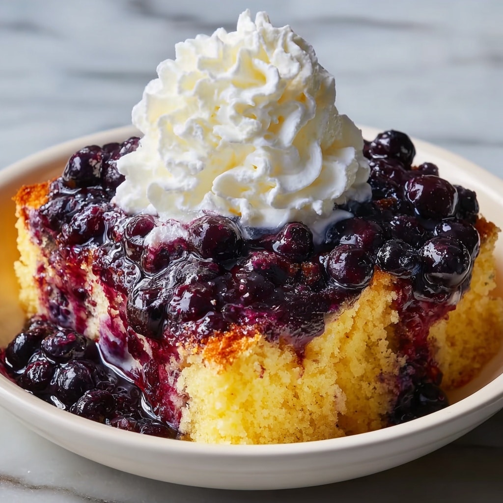 Blueberry Dump Cake with Butter and Fresh Blueberries Recipe
