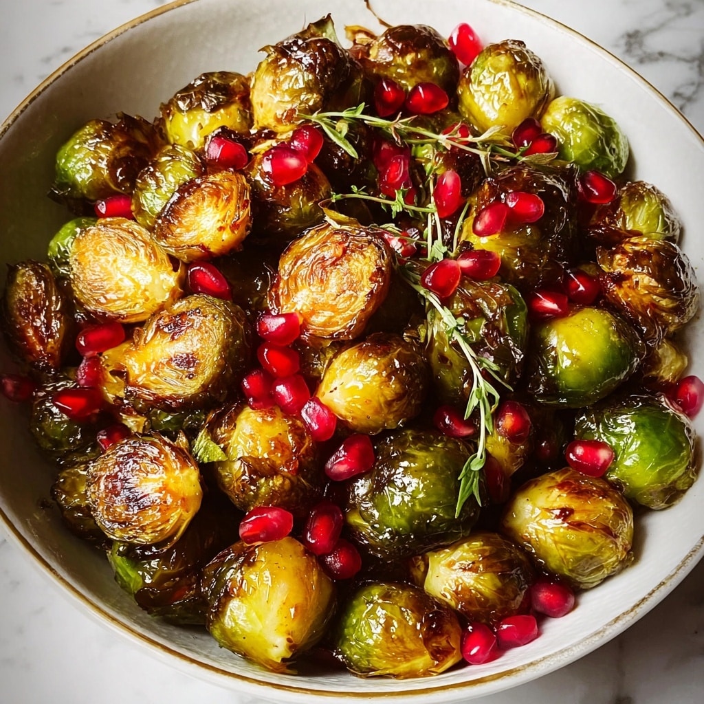 Balsamic Glazed Brussels Sprouts with Pomegranate Seeds Recipe