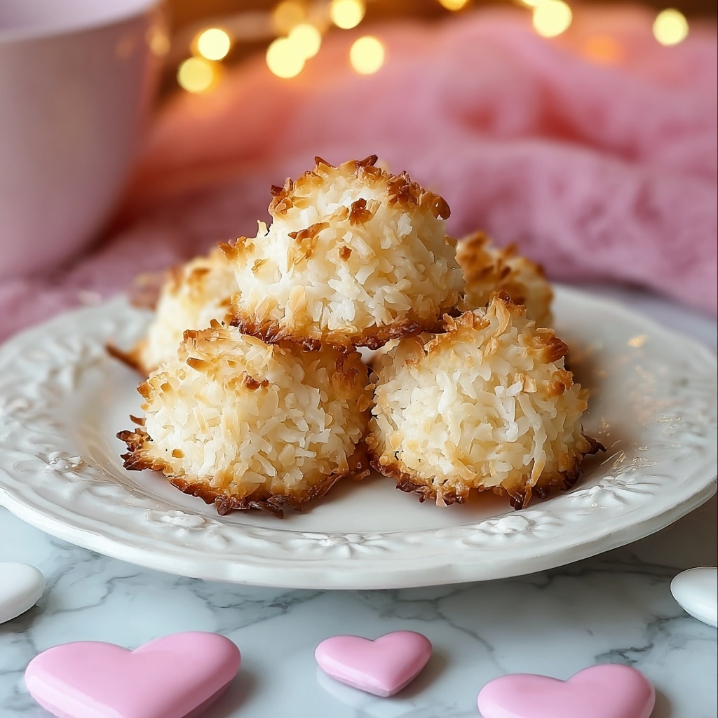 Chocolate-Dipped Coconut Macaroons with Heart Sprinkles Recipe