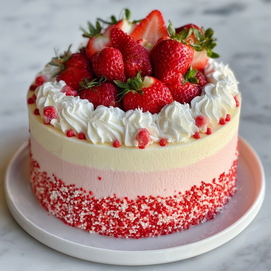 Vanilla Strawberry Ombre Cake Recipe