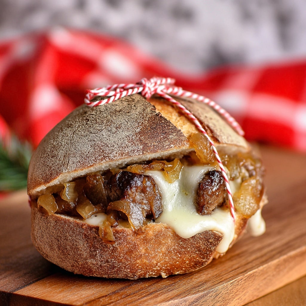 Steak Sandwiches with Caramelized Onions and Provolone Cheese Recipe - Recipe Image
