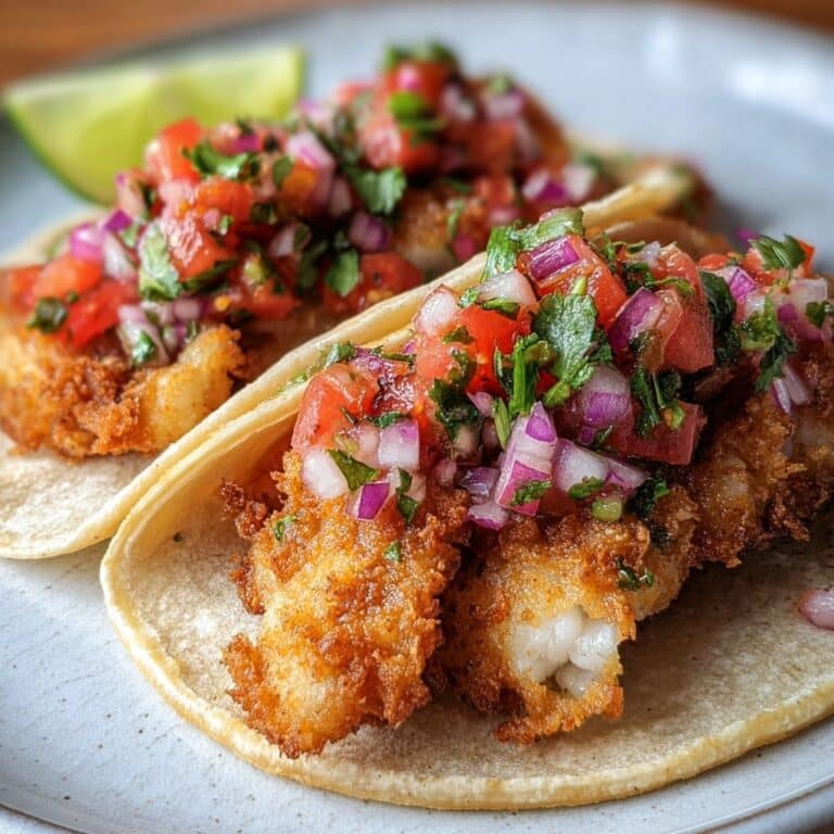Fried Fish Tacos with Red Onion Tomato Salsa Recipe