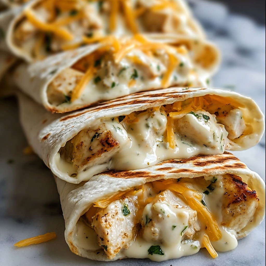 Cheesy Garlic Chicken Wraps Recipe