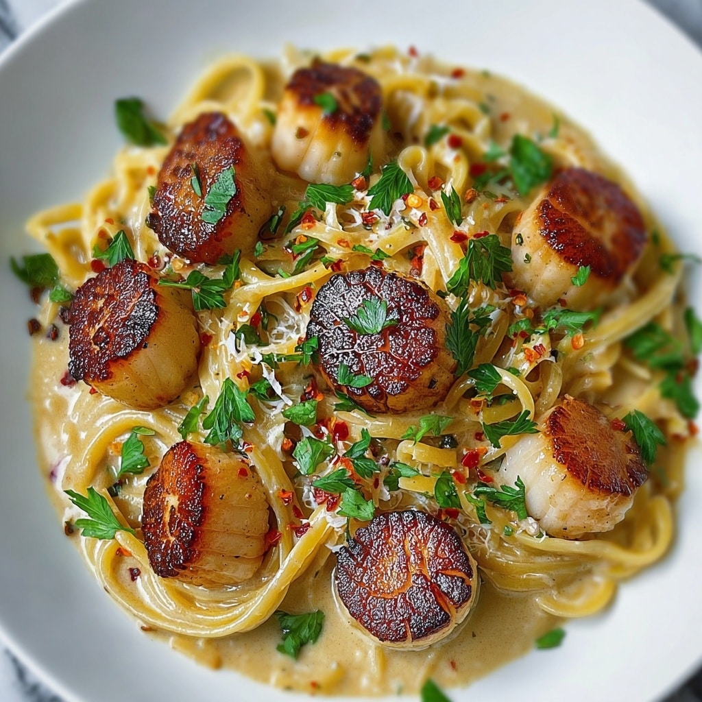 Creamy Tuscan Spaghetti with Jumbo Scallops Recipe