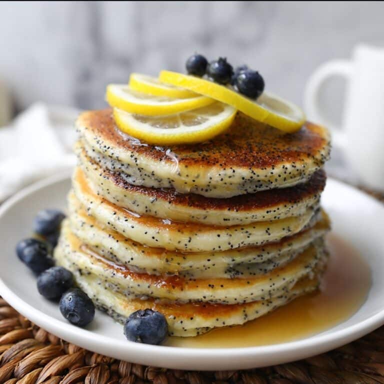 Lemon Poppy Seed Pancakes with Lemon Glaze Recipe