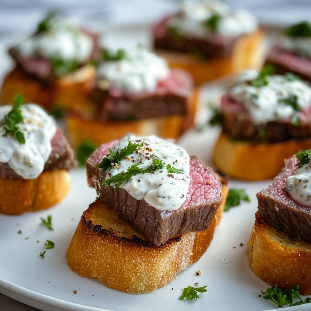Steak Crostini with Horseradish Cream Recipe - Recipe Image