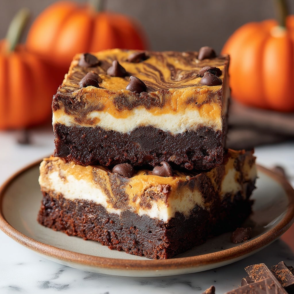 Pumpkin Cheesecake Swirled Brownies Recipe - Recipe Image